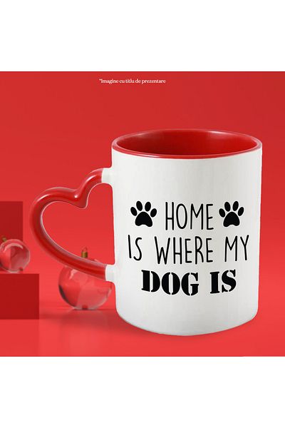 StoryGift Romania Paw mug for dog owners with the text in English "Home is where my d, Cu,STG.