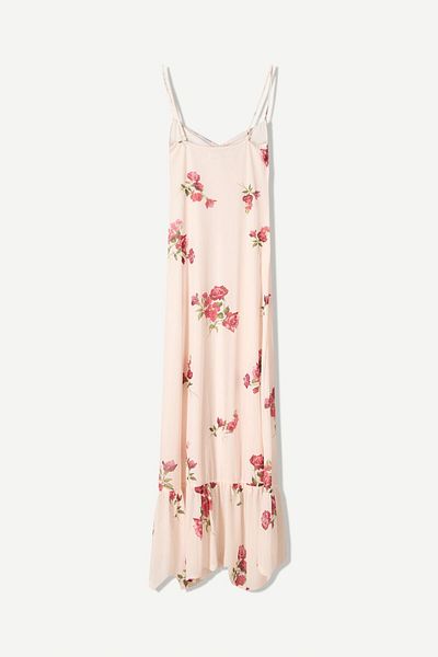 Bershka Printed strappy tulle midi dress