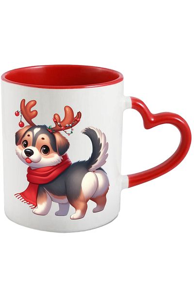 StoryGift Romania Cana cu un catel care are niste coarne de ren | ilustratie | fular | frig | iarn, Cu ,STG