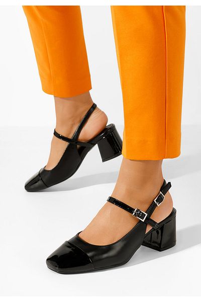 B T Shoes Pantofi Cu Toc Gros Eriosa Negri