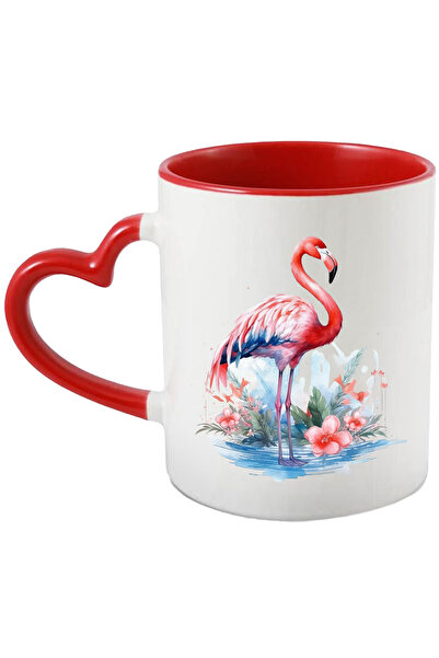 StoryGift Romania Cana cu o pasare Flamingo | ilustratie | floricele | roz | ...