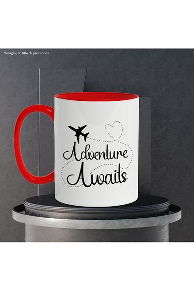 StoryGift Romania Airplane mug for those who travel a lot with the message "Adventure awaits" -, With ,STG