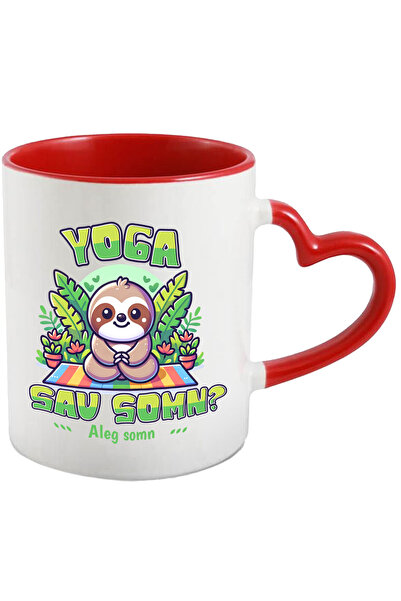 StoryGift Romania Cana Animal Lenes Yoga Sau Somn_ Somn, 330ml, Ceramica Cu M...