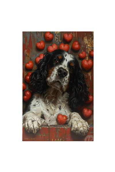 StoryGift Romania Tablou Canvas Springer Spaniel Englez Caine Cu Blana Alba-n...