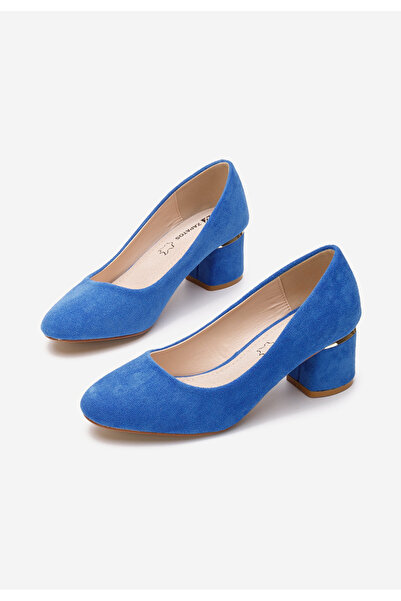 B T Shoes Modré lodičky na hrubém podpatku Cabrilia