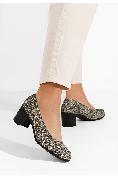 B T Shoes Pantofi Cu Toc Gros Piele Dalida V4 Multicolori