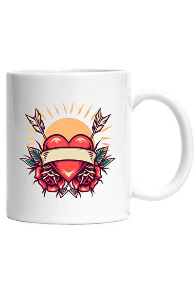 StoryGift Romania Cana Cu Inima, Soare, Sageti, Panglica, Trandafiri, Frunze,...