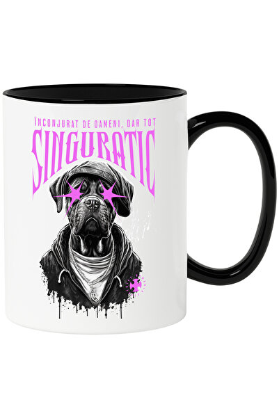 StoryGift Romania Cana Caine Bulldog Gangster Singuratic, 330ml, Ceramica Cu ...
