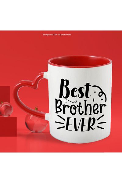 StoryGift Romania Star Mug for the Best Brother - Appreciation Message with Red Heart Handle, With M,STG