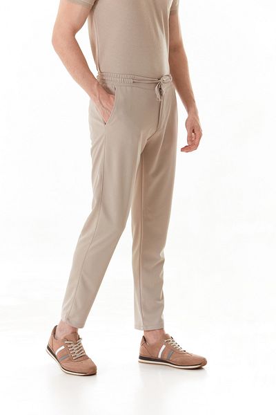 Fulla Moda Buttoned Jogger Trousers with Tie Waist