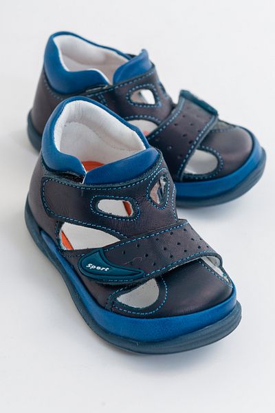 mnpc Boy's Navy Blue Leather Orthopedic Supported First Step Shoes
