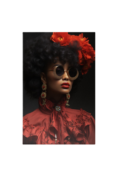 StoryGift Romania Tablou Canvas: O Femeie De Culoare Cu Flori In Par - Cercei...