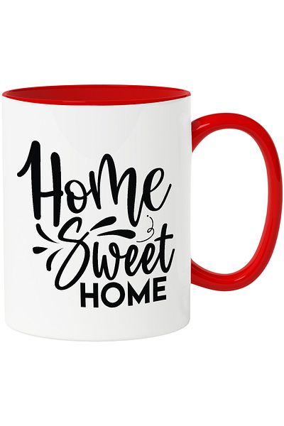 StoryGift Romania Mug with the text "Home, sweet home" - casa dulce casa dor with Red Handle, With Red Handle