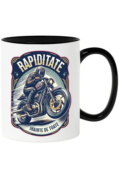 StoryGift Romania Mug speed man pee motor speed adrenaline, 330ml, Ceramic with Black Handle, With