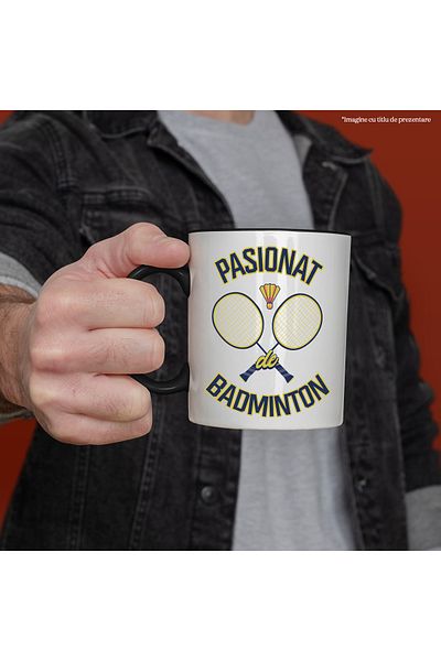 StoryGift Romania Mug Badminton Paddles and Shuttlecocks Sports Lovers, 330ml, Ceramic with Handles, With ,STG