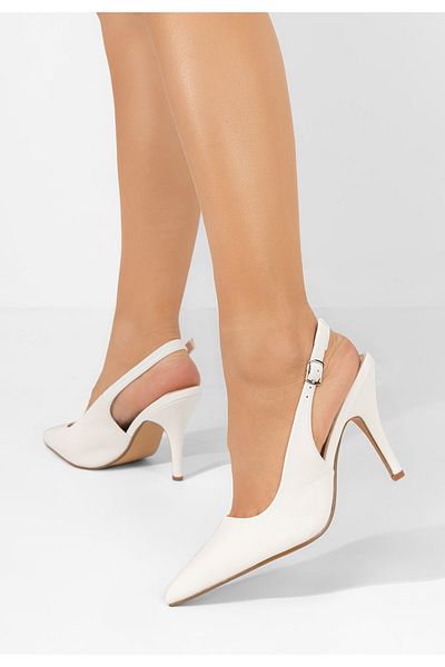 B T Shoes Teena White Teena Low Heels