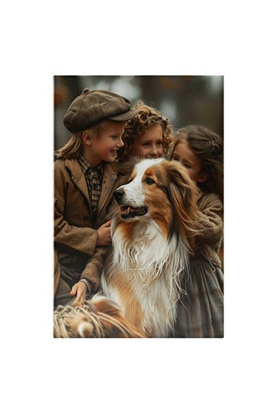 StoryGift Romania Tablou Canvas: Un Baietel Si Doua Fetite Cu Un Caine - Timp...
