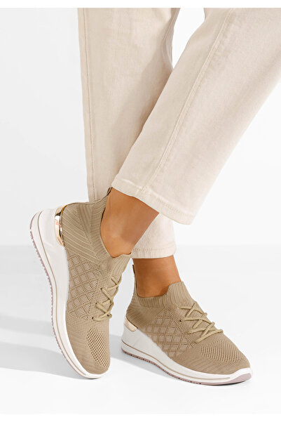 B T Shoes Khaki dámské tenisky na klínku Uvesa