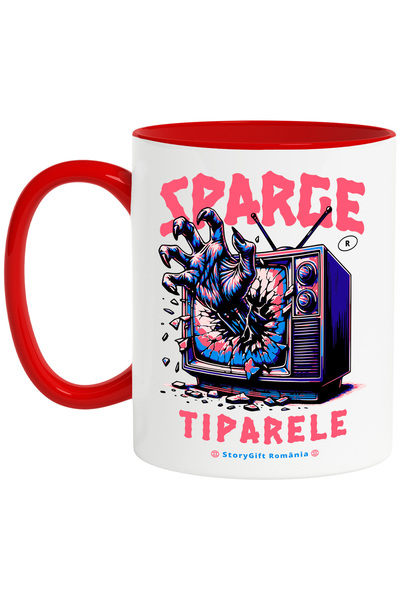 StoryGift Romania Cana Sparge Tiparele Mana In Televizor Digital, 330ml, Cera...