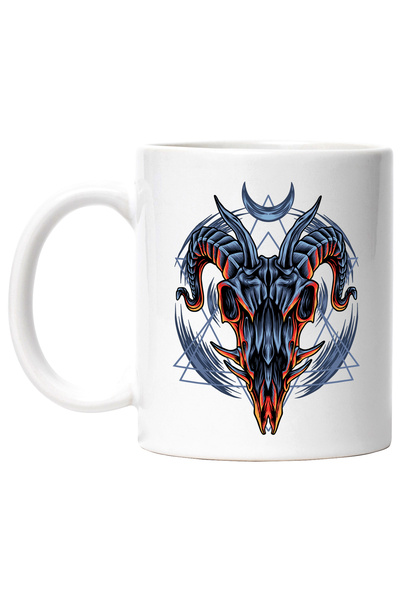 StoryGift Romania Cana Cu Craniu, Luna, Demon, Geometrie, Diavol, Coarne, Multicolor 330 Ml, Ceram, Cu ,stg