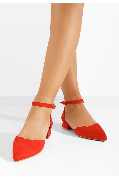 B T Shoes Weber Red Low Heel Shoes