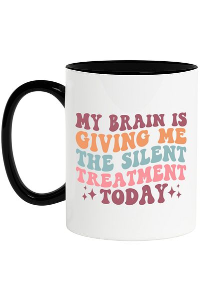 StoryGift Romania Mug with stars and message in English "My brain is giving me the silent treatment, With