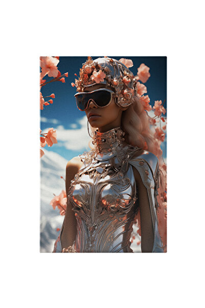 StoryGift Romania Tablou Canvas: Portret Feminin Futuristic Cu Accente Floral...