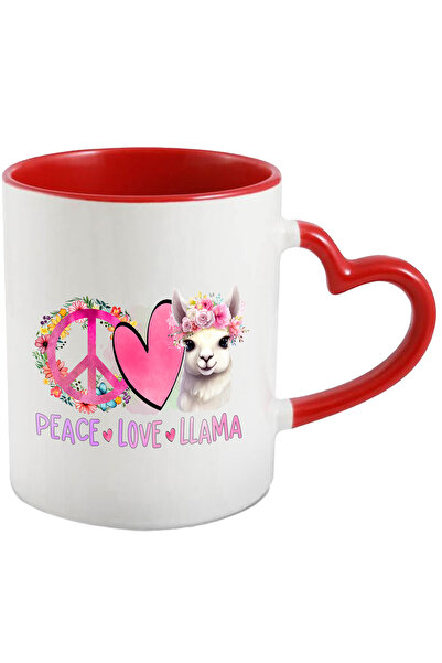 StoryGift Romania Cana Cu Lama, Inima Si Semnul Pacii Cu Mesajul "peace, Love...