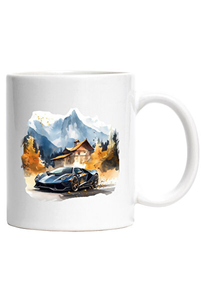 StoryGift Romania Cana Cu Ilustratie, Masina, Casa, Munte, Padure, Toamna, Mu...