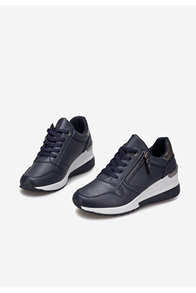 B T Shoes Tmavě modré dámské tenisky na klínku Rafina