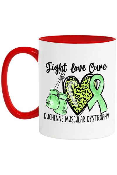 StoryGift Romania Mug with the message "Fight, love, cure, duchenne muscular dystrophy", illustration, co, Cu