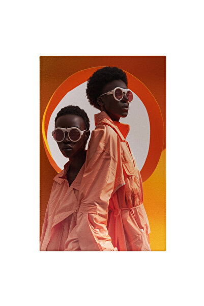 StoryGift Romania Tablou Canvas Two People From Africa Langa Un Decor Portoca...