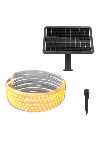 CLASSLIGHTS Kit bandă LED alb cald, 5 metri, panou solar monocristalin, 50w, IP65