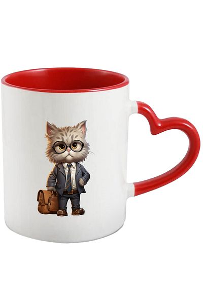 StoryGift Romania Cana Cu Un Motan La Costum | Ilustratie | Servieta | Ochelari | Pentru Iubitorii, Cu ,stg