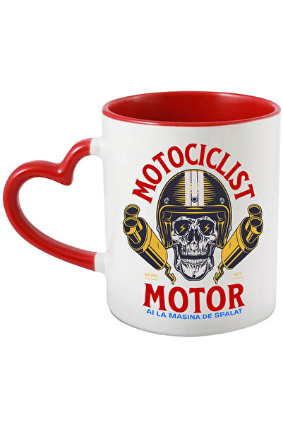 StoryGift Romania Cana Cu Craniu Uman Cu Casca Si Fulgere Motociclist Pasiune Mecanica Toba Esapam, Cu ,stg