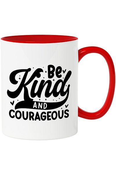StoryGift Romania Mug with hearts and the text "Be kind and courageous" - be kind and courageous, with