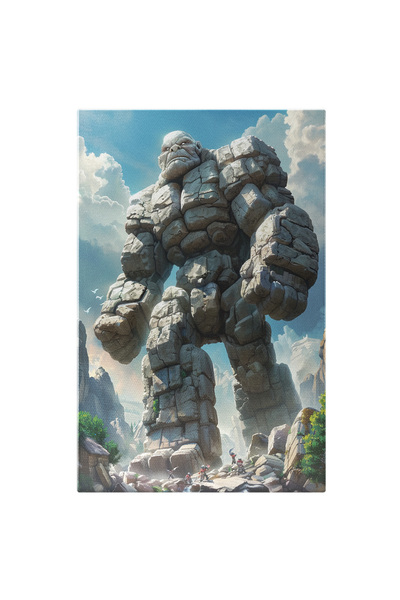StoryGift Romania Tablou Canvas: Gigantul Din Piatră Lupta Piticilor Contr Uriașului Stâncos Nervos Pumni Strânși
