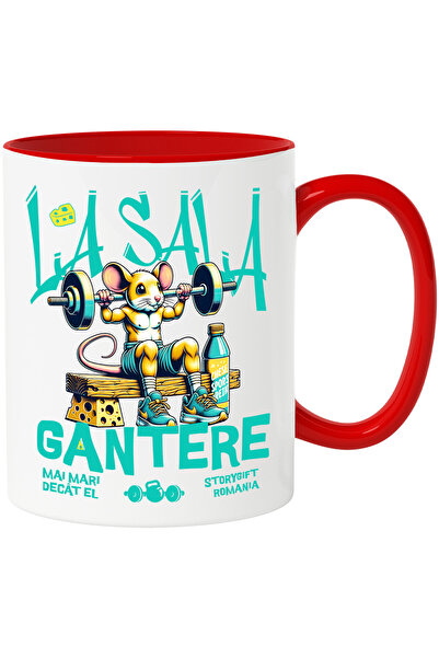 StoryGift Romania Cana Hamster La Sala Cu Six-pack, Iubitorii De Sport, 330ml, Ceramic Cu Maner Ro, Cu ,stg