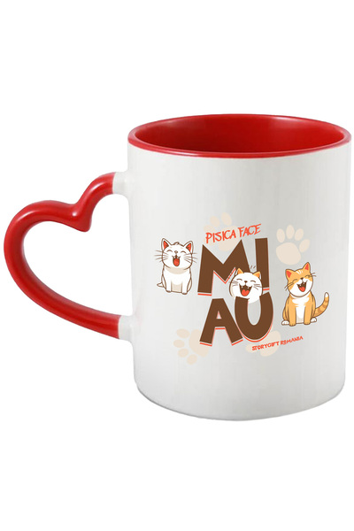 StoryGift Romania Cana Pisici Fericite Text Pisica Face Miau, 330ml, Ceramica...