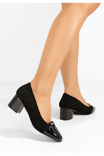 B T Shoes Pantofi Cu Toc Gros Saila Negri