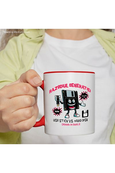 StoryGift Romania Cana Razboiul Generatiei Drama In Familie Date, 330ml, Ceramic Cu Maner Rosu, Cu Mane,stg
