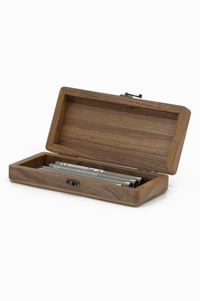 Woodsaka Wooden Pencil Case with Lid - Low - Walnut |