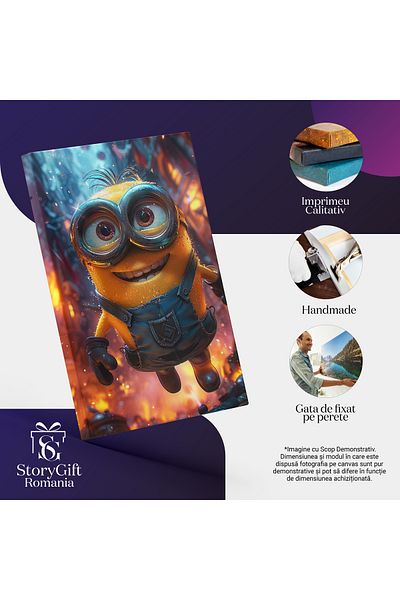 StoryGift Romania Tablou Canvas: Minion Fericit Că A Dat Foc Orașului Libertate Câștigată Cu Forța Inocență Pictu