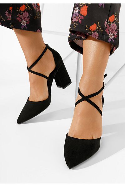 B T Shoes Pantofi Cu Toc Gros Demitra Negri