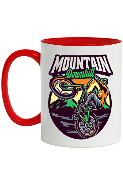 StoryGift Romania Cana Cu Mountain Downhill: Bicicleta, Sport, Casca, Munti, Apus, Multicolor 330 , Cu ,stg