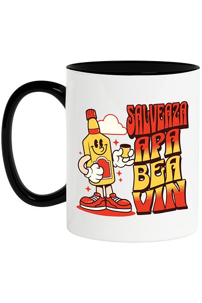 StoryGift Romania Mug saves water, drinks wine, party lovers ha, 330ml, Ceramic with Handle, With