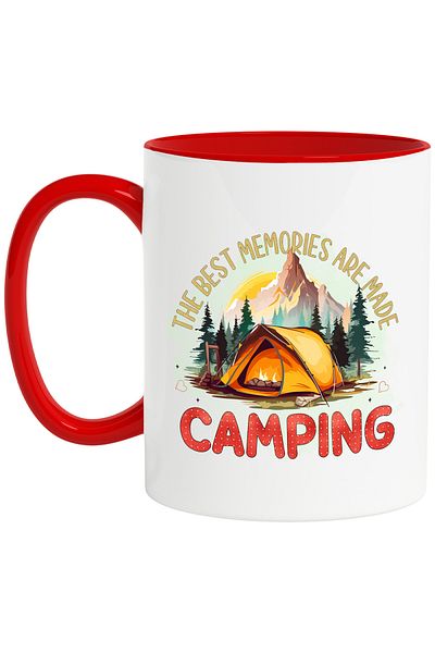 StoryGift Romania Mug with the message "The best memories are made camping", travel, illustration, nature, With