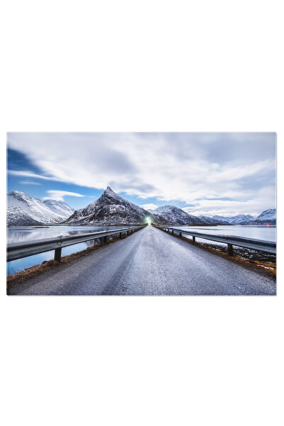 StoryGift Romania Tablou Canvas Munti Si Drum Pe Insula Lofoten, Peisaj Monta...