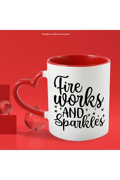 StoryGift Romania Mug with stars and the message "Fireworks and sparkles" - fireworks and sparkles with Ma, Cu, STG