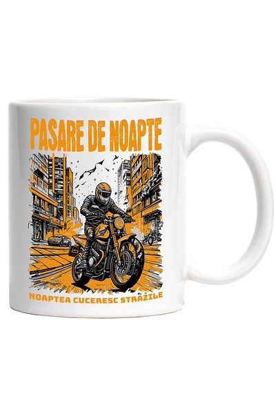 StoryGift Romania Cana Pasare De Noapte Cuceresc Strazile Motor Viteza , 330ml, Ceramic Cu Maner A, Cu ,stg